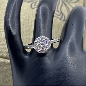 Moissanite 1ct Sterling Silver Halo Ring